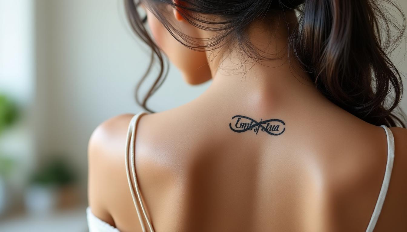 découvrez le tatouage discret sur la nuque, un symbole d’amour partagé à deux ou un souvenir précieux du grand jour, alliant élégance et intimité.