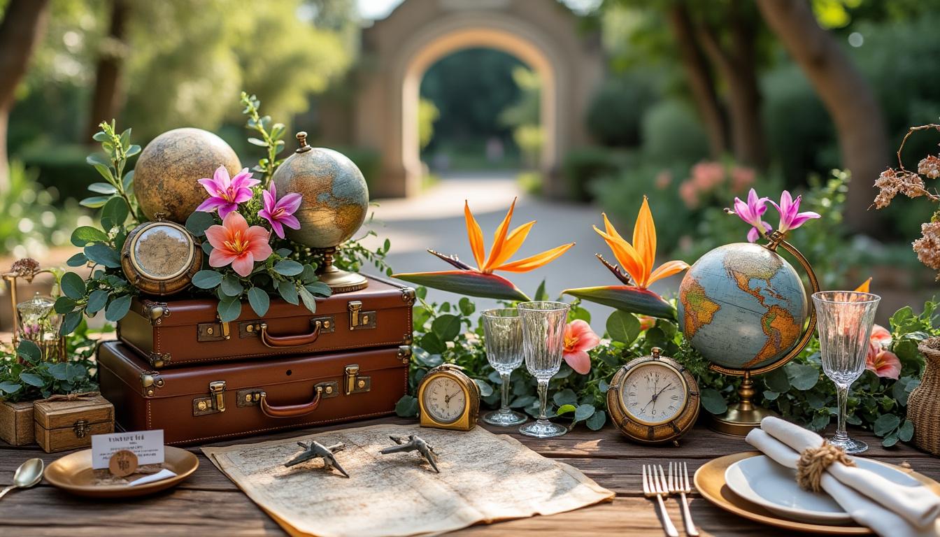 découvrez des idées originales de déco de table sur le thème du voyage pour un mariage dépaysant, alliant élégance et aventure pour une célébration inoubliable.
