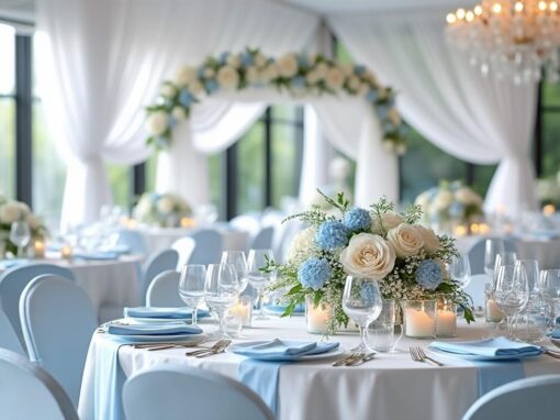 Décoration de mariage bleu ciel et blanc : une ambiance douce et raffinée