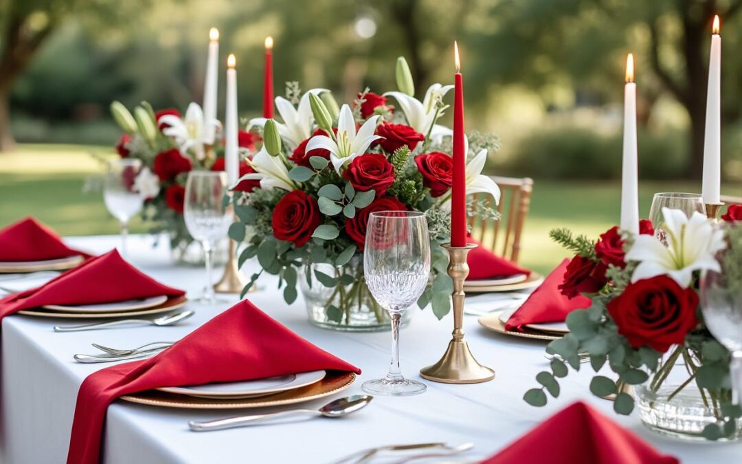 Décoration de table mariage rouge et blanc : idées élégantes et harmonieuses