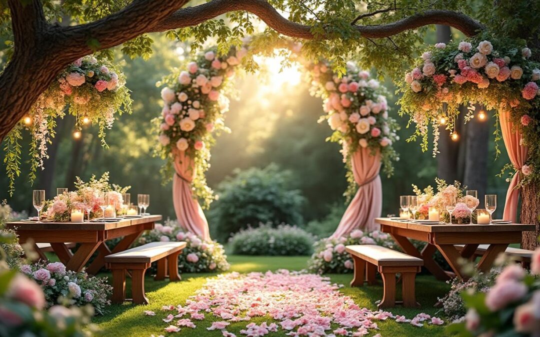 Thème nature pour un mariage : décoration, fleurs et ambiance