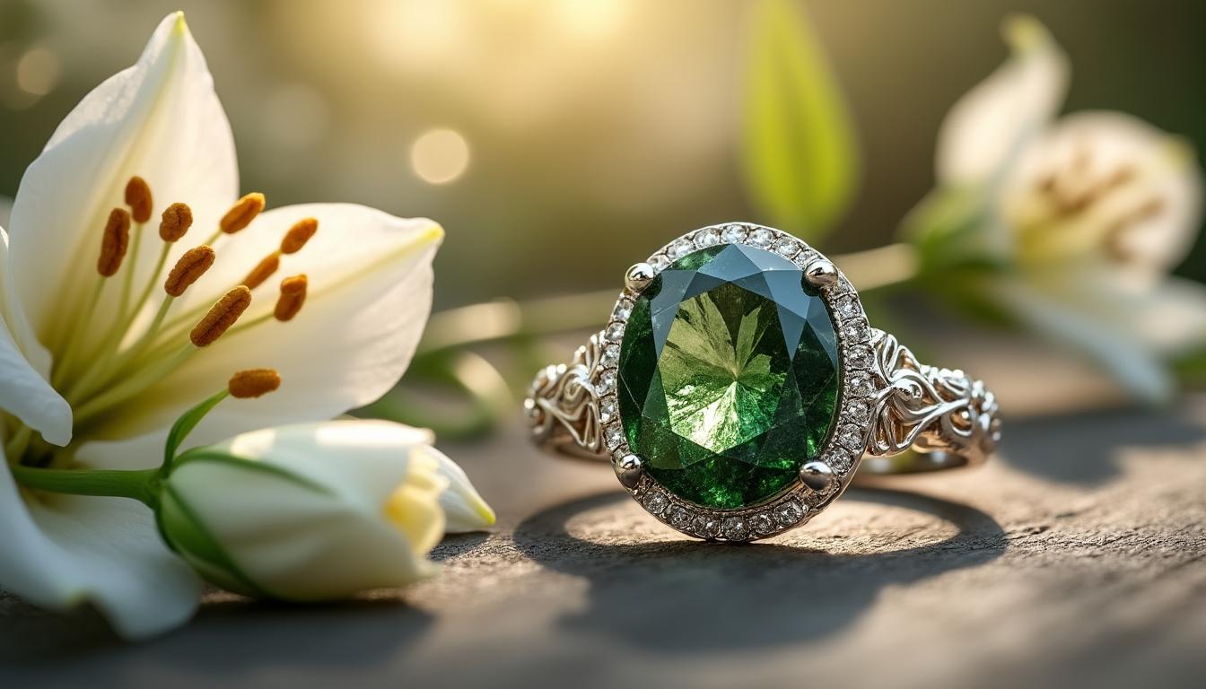 découvrez la signification et la symbolique de la bague en moldavite, une pierre unique et mystique, parfaite pour célébrer un mariage empreint d'énergie et d'amour.