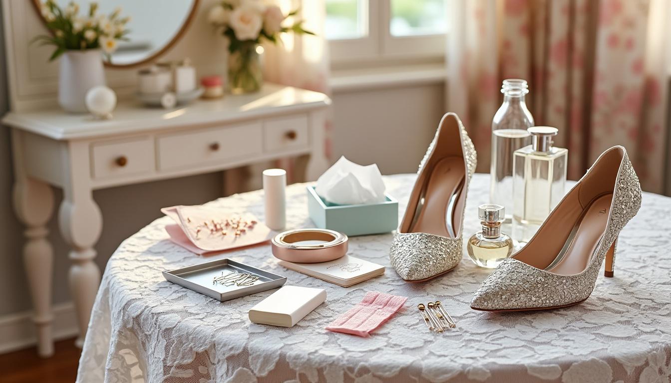 découvrez le kit de survie de la mariée, l'indispensable pour être prête et sereine le jour de votre mariage. tout le nécessaire pour gérer les petits imprévus avec élégance.