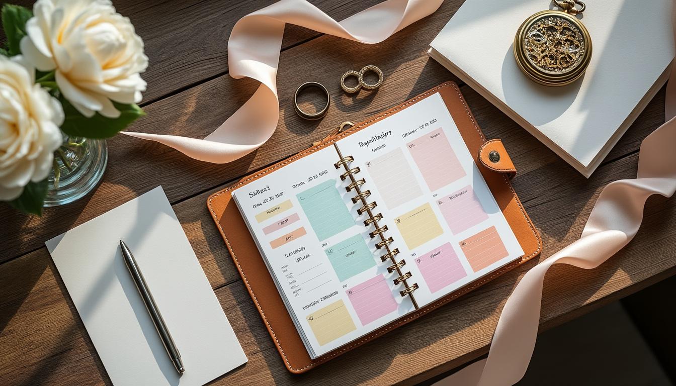 Rétroplanning de mariage : le planning idéal pour ne rien oublier découvrez notre rétroplanning de mariage complet pour organiser votre journée parfaite sans oublier une seule étape. planifiez sereinement chaque moment clé pour un mariage réussi.