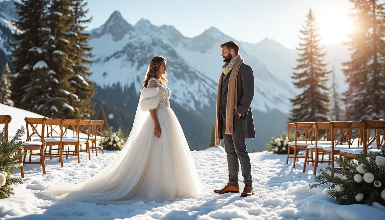 découvrez comment organiser un mariage d'hiver magique en montagne, alliant charme, romantisme et paysages enneigés pour un jour inoubliable.